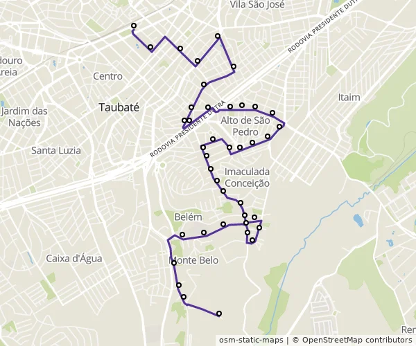 Mapa do itinerário da linha