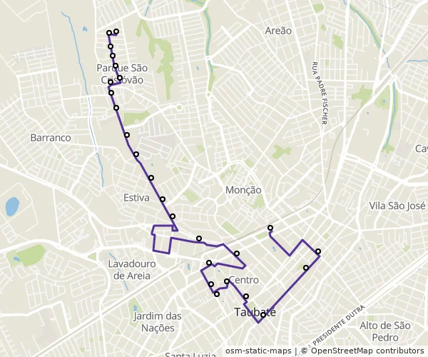 Mapa do itinerário da linha