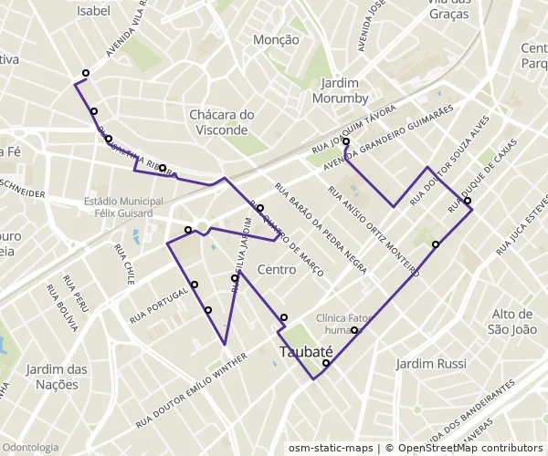 Mapa do itinerário da linha