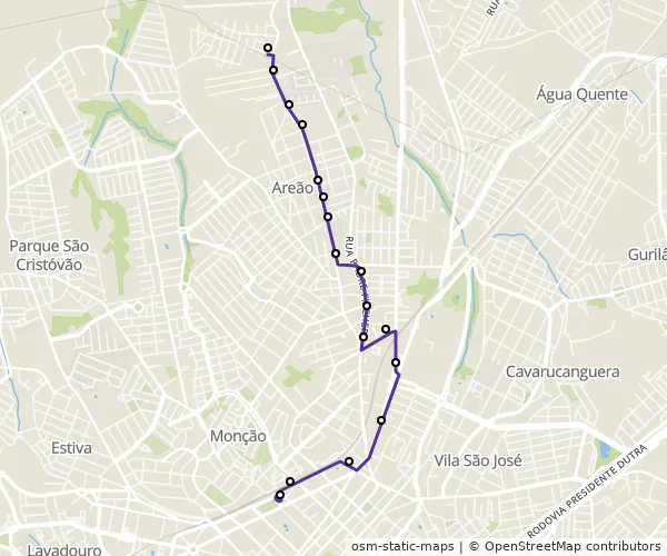Mapa do itinerário da linha