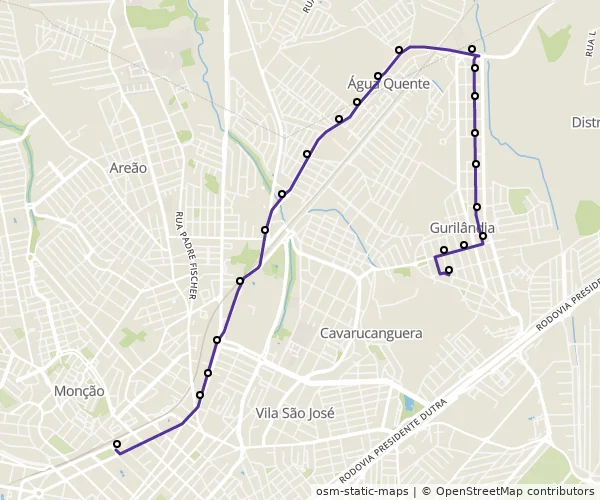 Mapa do itinerário da linha