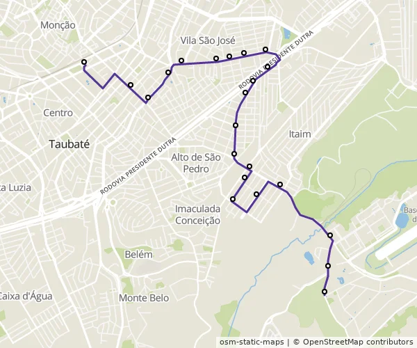 Mapa do itinerário da linha