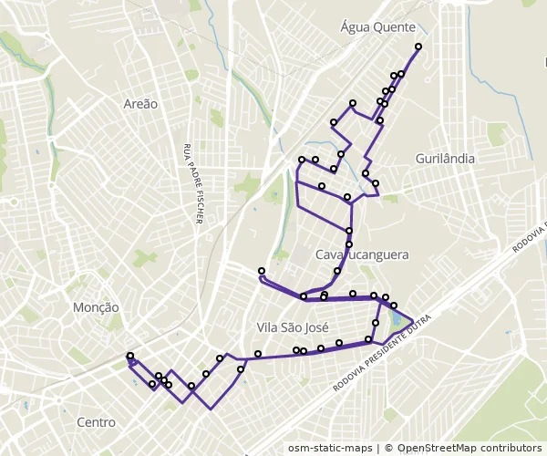 Mapa do itinerário da linha
