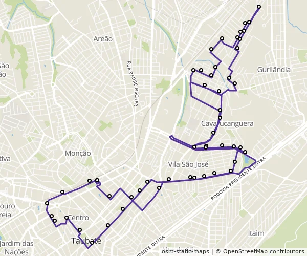 Mapa do itinerário da linha