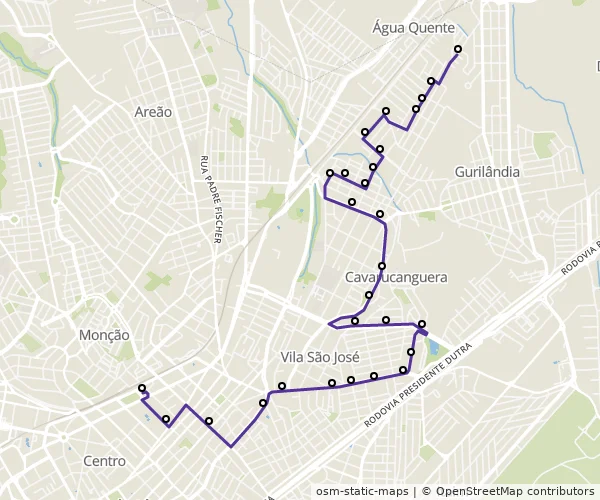 Mapa do itinerário da linha