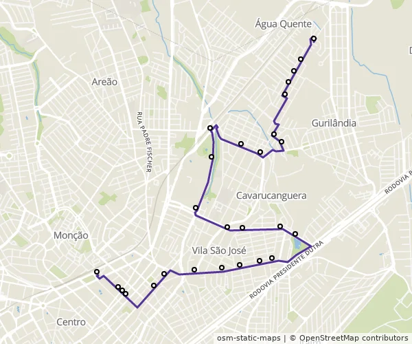 Mapa do itinerário da linha