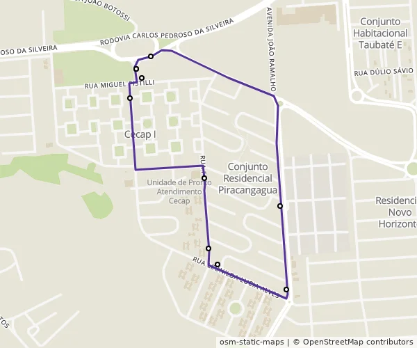 Mapa do itinerário da linha