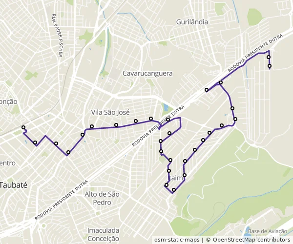Mapa do itinerário da linha