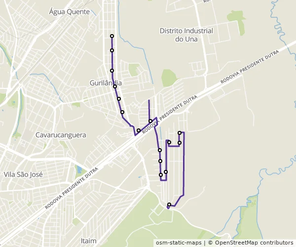 Mapa do itinerário da linha
