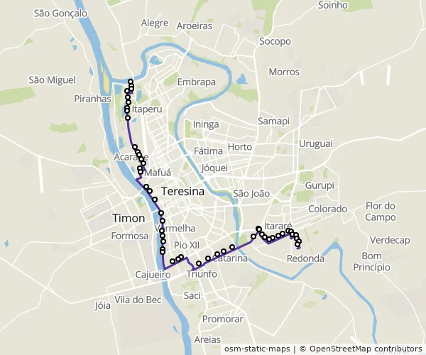 Mapa do itinerário da linha