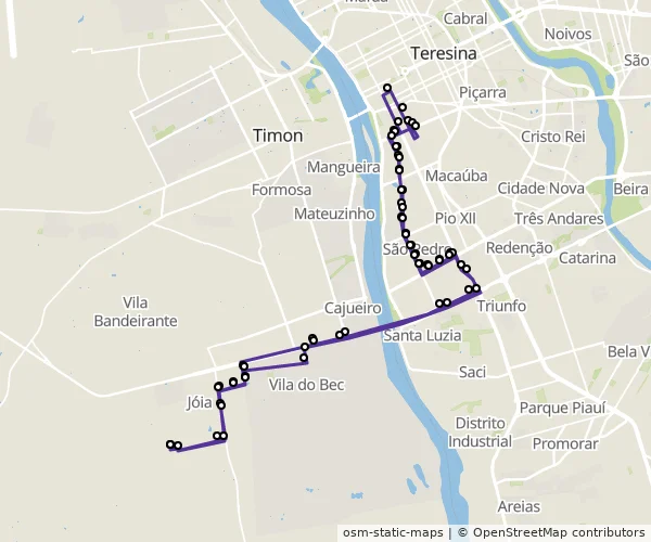 Mapa do itinerário da linha