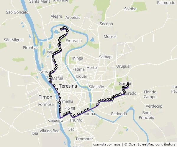 Mapa do itinerário da linha