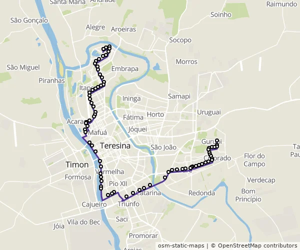 Mapa do itinerário da linha