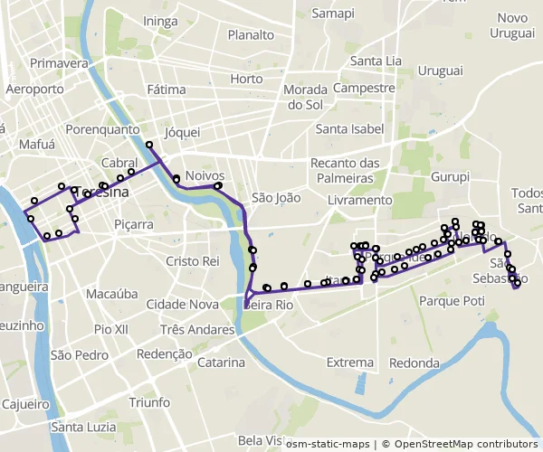 Mapa do itinerário da linha