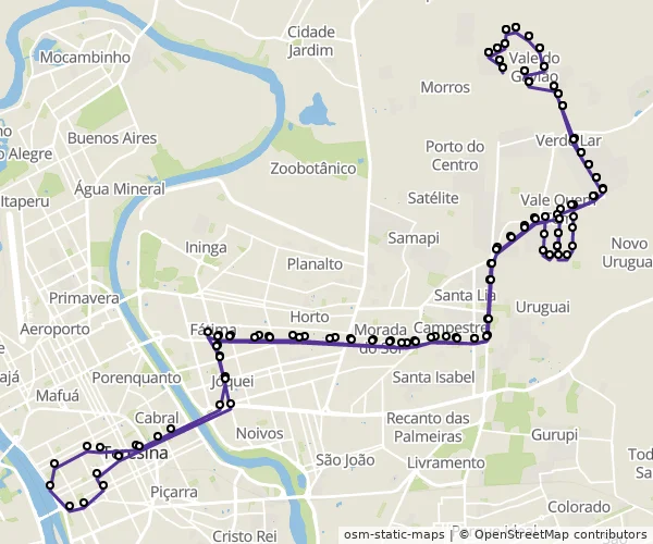 Mapa do itinerário da linha