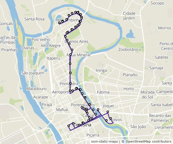 Mapa do itinerário da linha