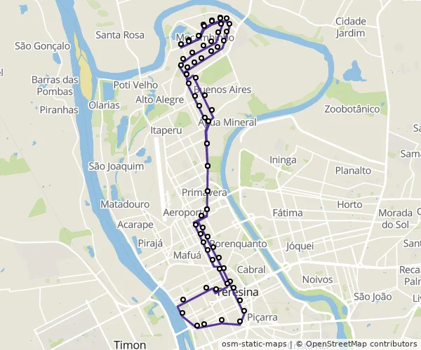 Mapa do itinerário da linha