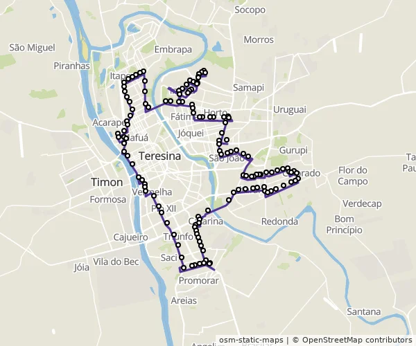 Mapa do itinerário da linha