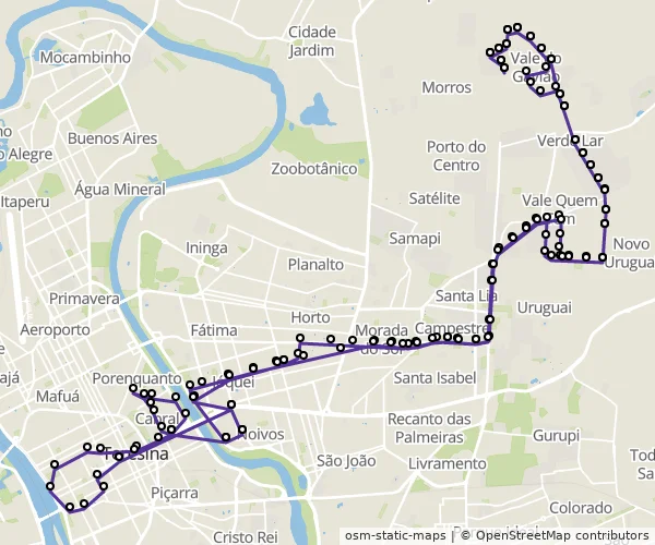 Mapa do itinerário da linha