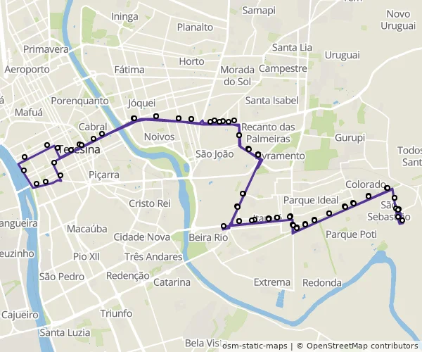 Mapa do itinerário da linha