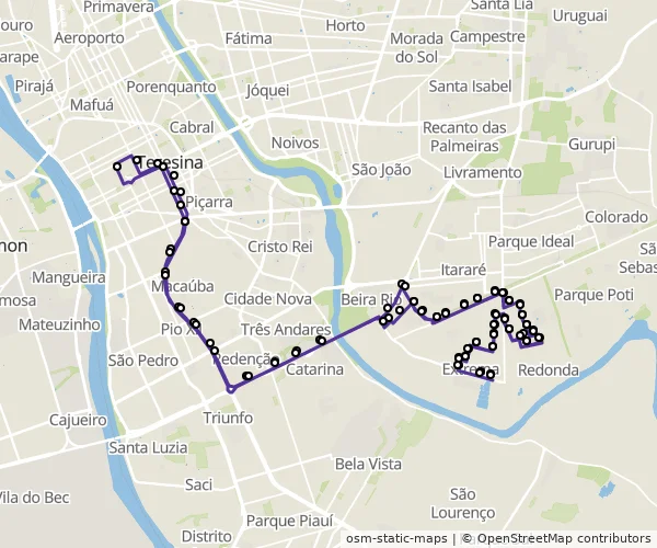 Mapa do itinerário da linha