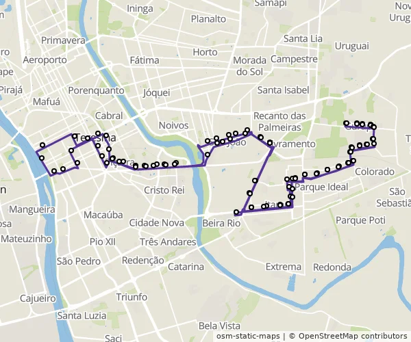 Mapa do itinerário da linha