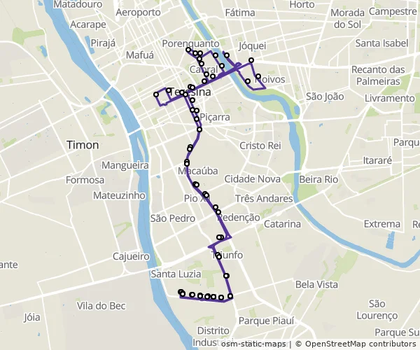 Mapa do itinerário da linha