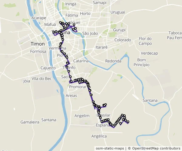 Mapa do itinerário da linha