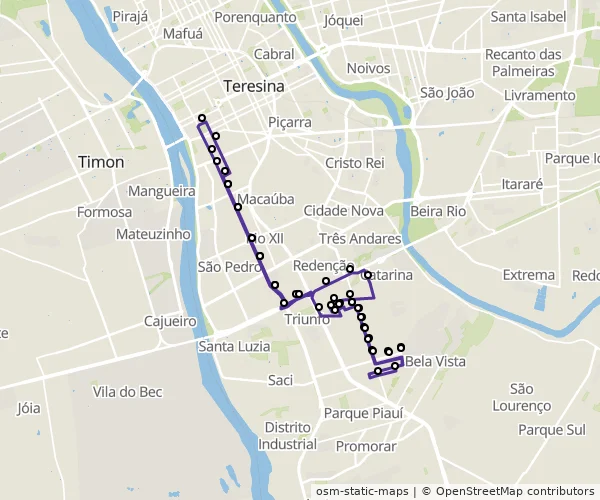 Mapa do itinerário da linha