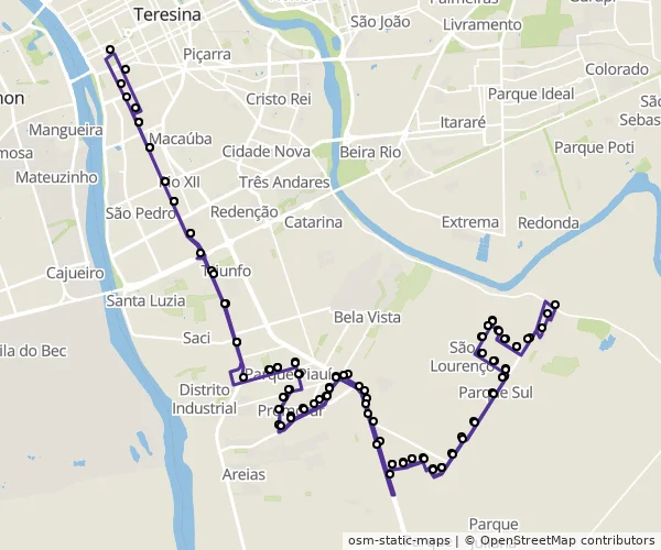 Mapa do itinerário da linha