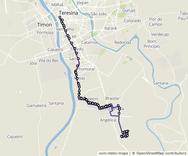 Mapa do itinerário da linha