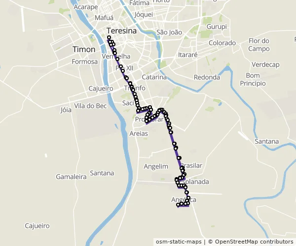 Mapa do itinerário da linha