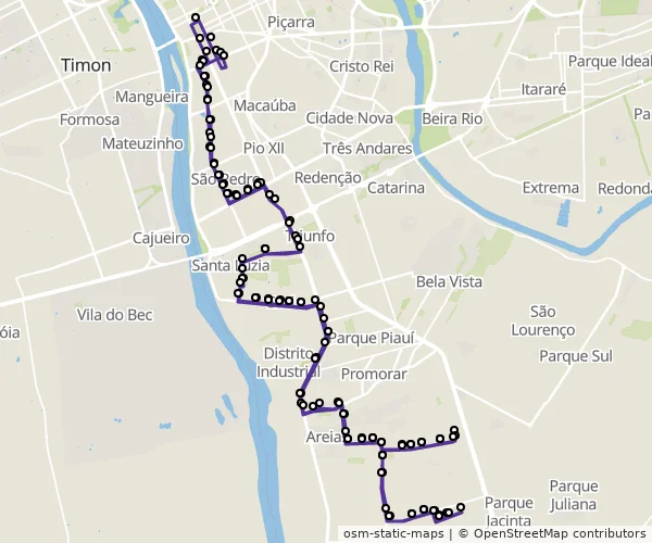 Mapa do itinerário da linha