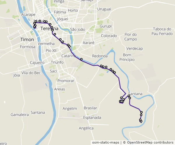 Mapa do itinerário da linha