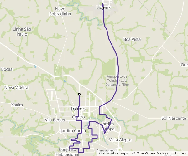 Mapa do itinerário da linha