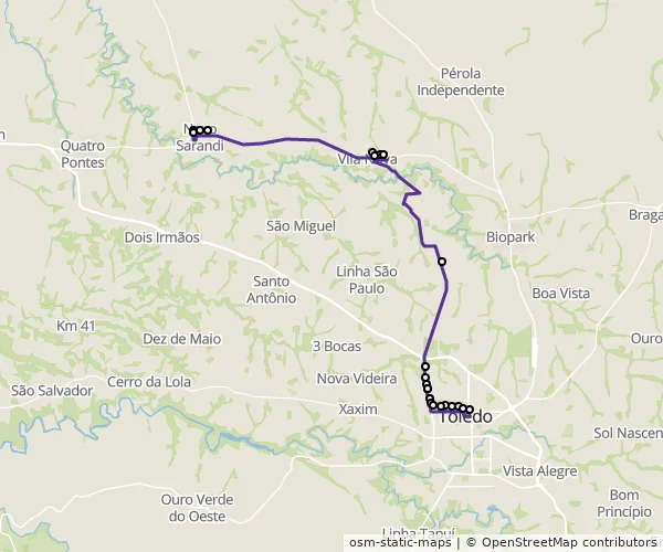 Mapa do itinerário da linha