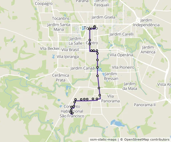 Mapa do itinerário da linha