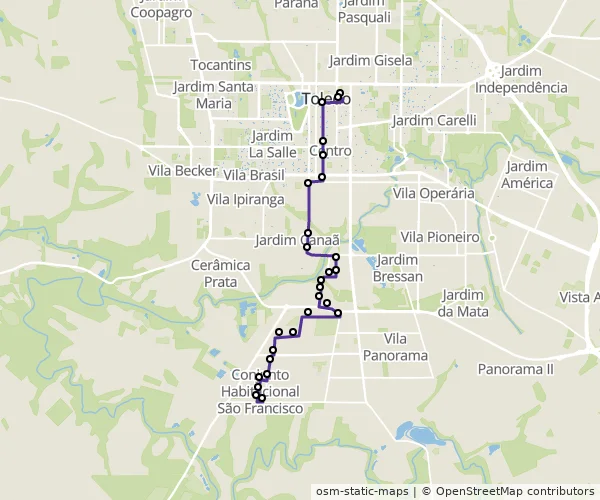 Mapa do itinerário da linha