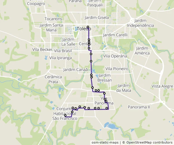 Mapa do itinerário da linha