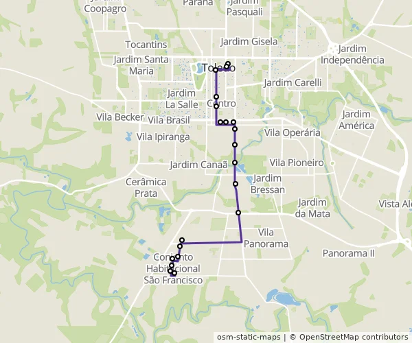 Mapa do itinerário da linha
