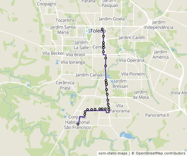 Mapa do itinerário da linha