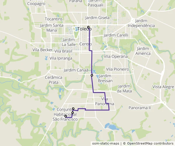 Mapa do itinerário da linha