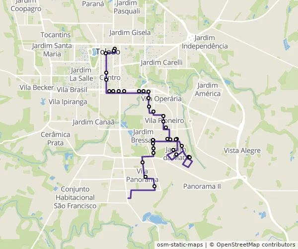 Mapa do itinerário da linha