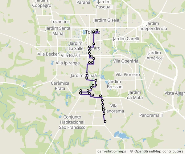 Mapa do itinerário da linha