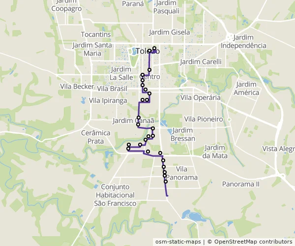 Mapa do itinerário da linha