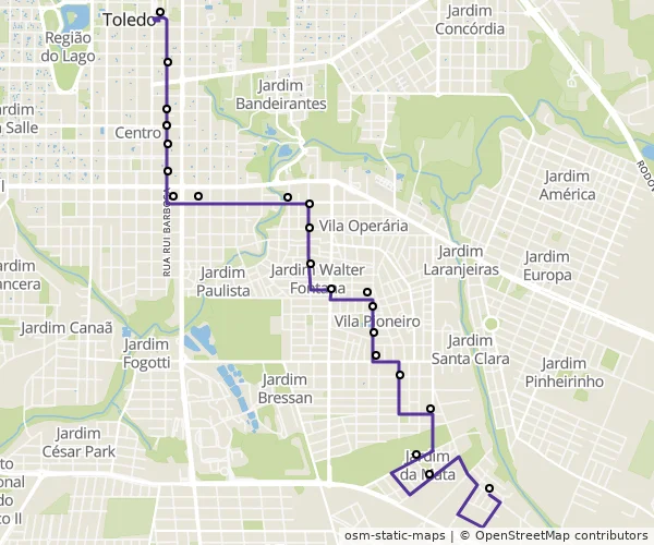 Mapa do itinerário da linha
