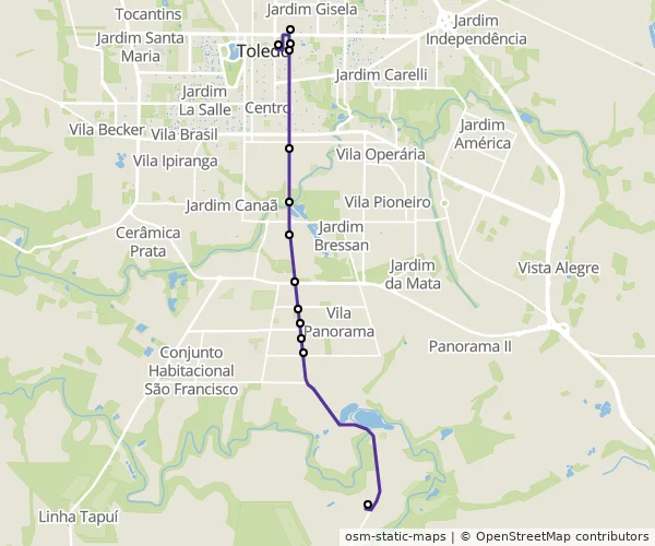 Mapa do itinerário da linha