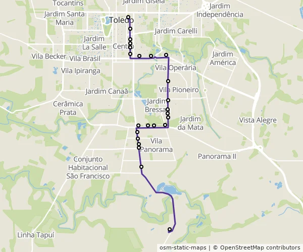 Mapa do itinerário da linha