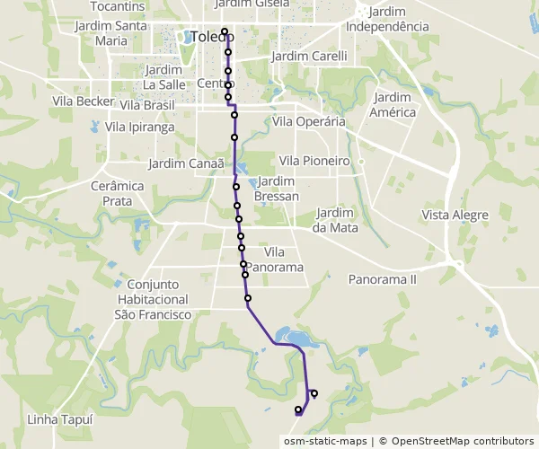 Mapa do itinerário da linha