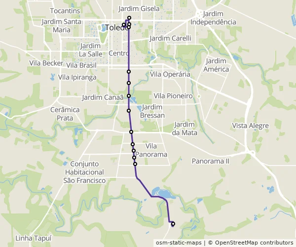 Mapa do itinerário da linha